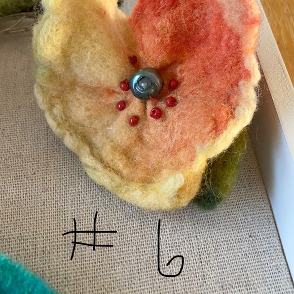 🐑 Hand Felted Floral Metal Barrettes Variety of Blooms to Choose Made From… - Picture 14 of 15